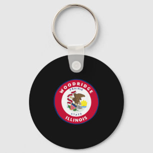 Woodridge Illinois Il Flag Dge Roundlet Souvenir Keychain