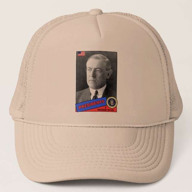 Woodrow Wilson Baseball Card Trucker Hat (Front)