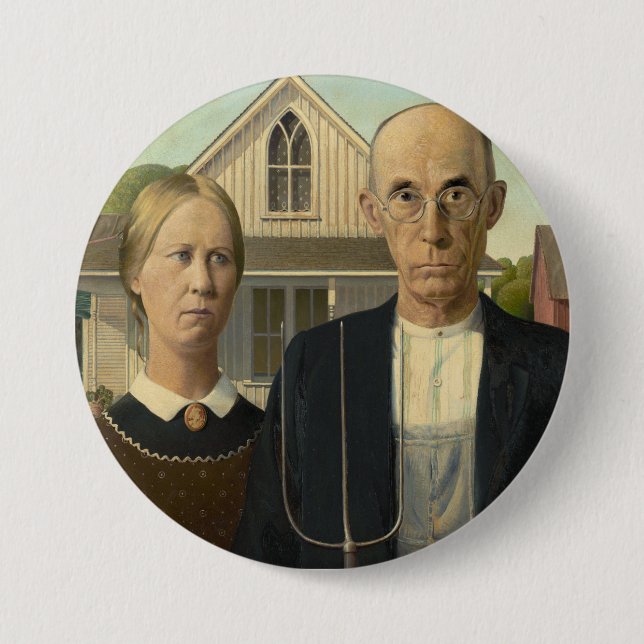 Wood's American Gothic 3 Inch Round Button (Front)