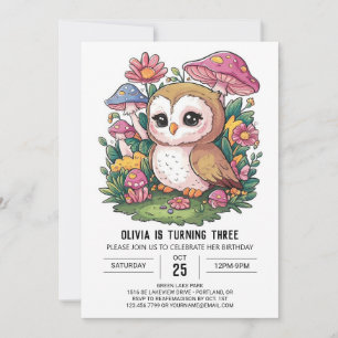 Woods Editable Digital Owl Birthday Invitation