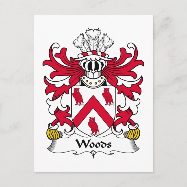 Woods Family Crest Postcard (Front)