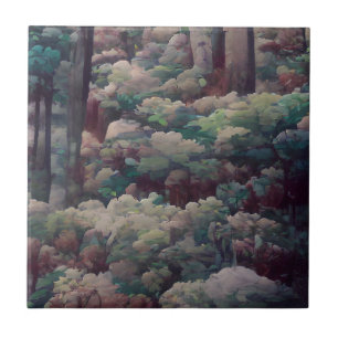 Woods shadow art green and brown  tile