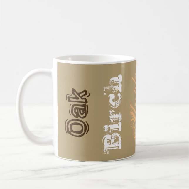 Woods tree names typography brown forest coffee mug (Left)