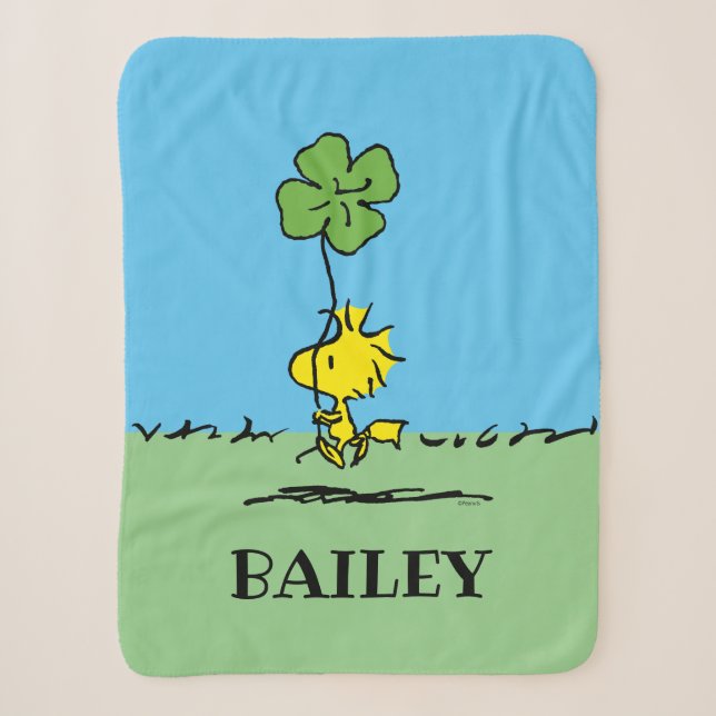 Woodstock Carrying Shamrock Sherpa Blanket (Front)