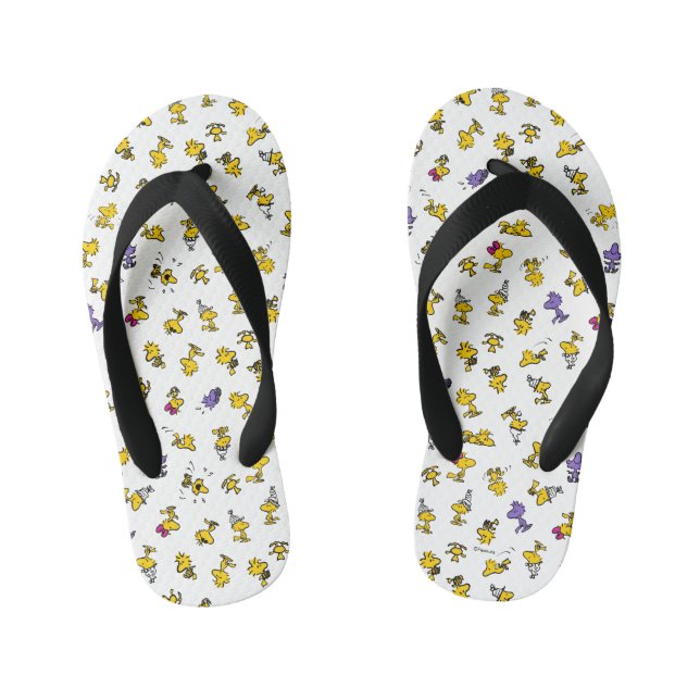 Woodstock Fun Pattern Kid's Flip Flops (Footbed)