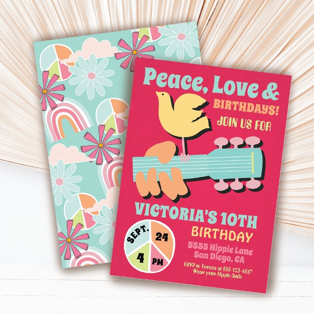 Woodstock Hippie Birthday Party Invitation (Creator Uploaded)