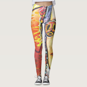 Woodstock  Leggins mit Lennon-Peace-Flower-Power Leggings