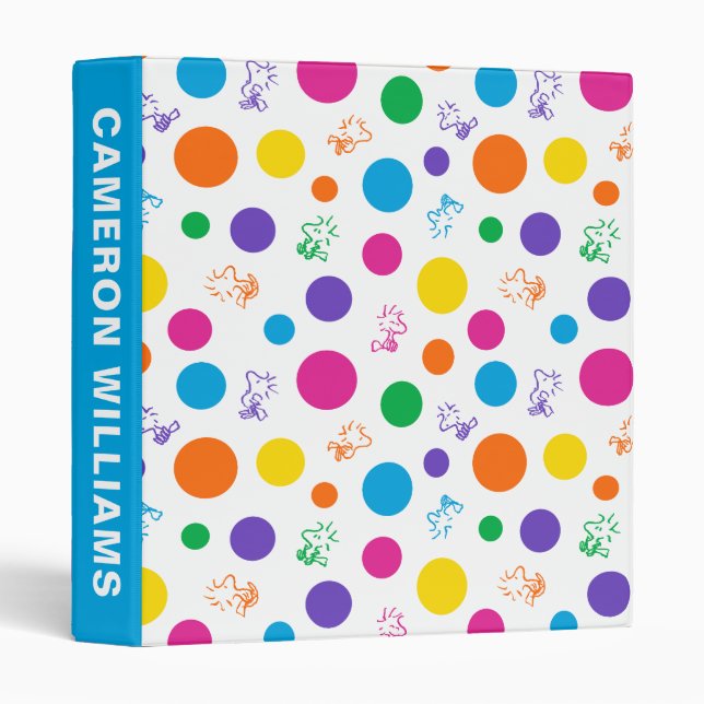Woodstock Rainbow Polka Dot Pattern Binder (Front/Spine)