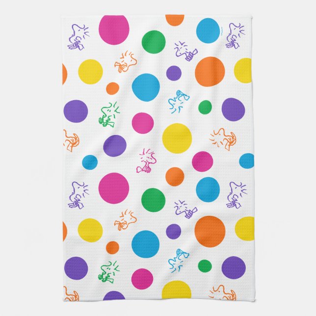 Woodstock Rainbow Polka Dot Pattern Kitchen Towel (Vertical)