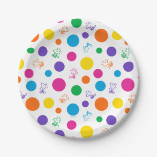 Woodstock Rainbow Polka Dot Pattern Paper Plate
