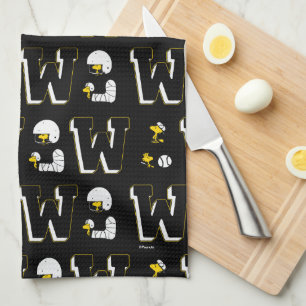 Woodstock Varsity Sports Letter Pattern Kitchen Towel