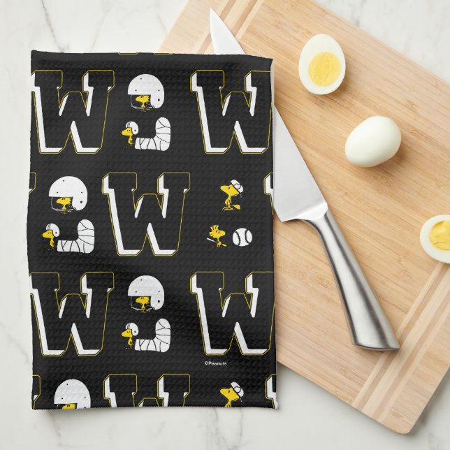 Woodstock Varsity Sports Letter Pattern Kitchen Towel (Quarter Fold)