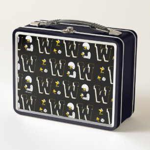 Woodstock Varsity Sports Letter Pattern Metal Lunch Box