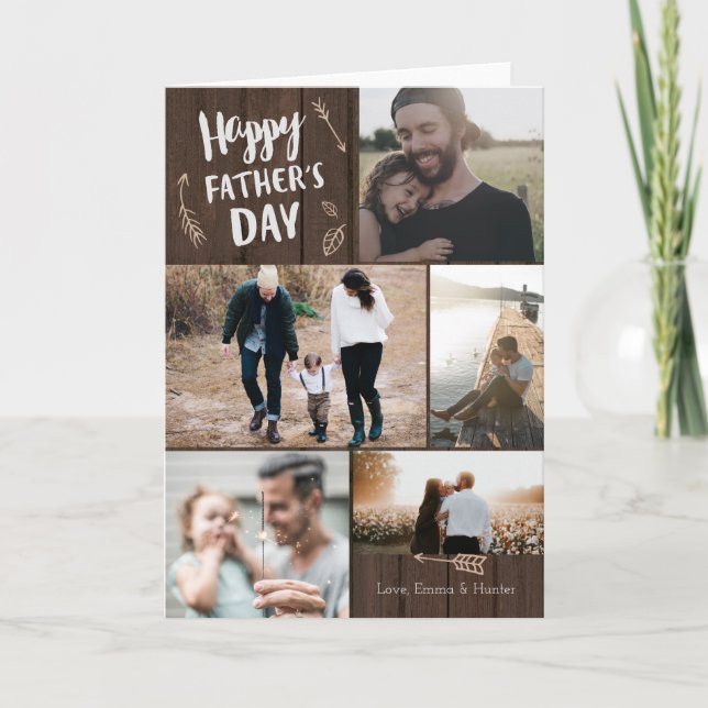 Woodsy 5 Photo Father's Day Card (Front)
