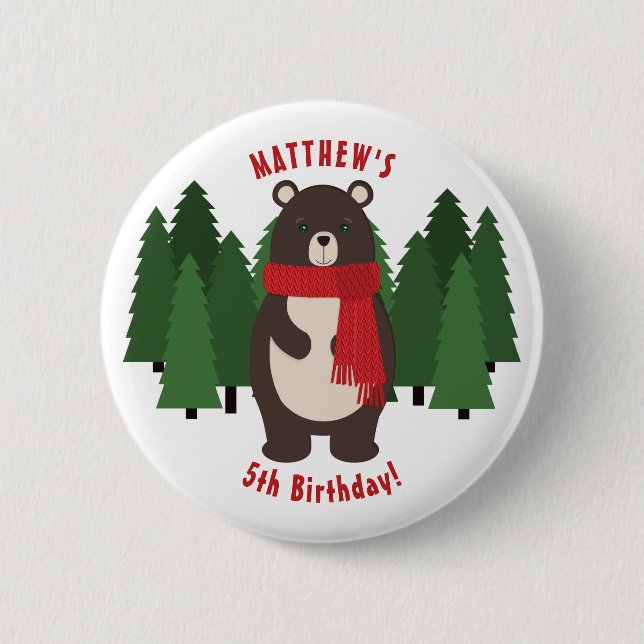 Woodsy Bear 2 Inch Round Button (Front)