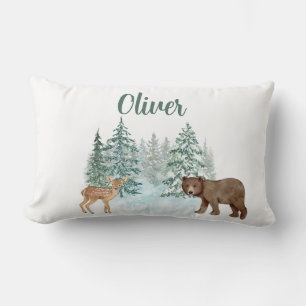 Woodsy Deer & Bear Nursery Childs bedroom  Lumbar  Pillow