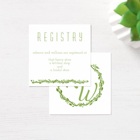 Woodsy Elegance | Wedding Vine Registry Info Square Business Card