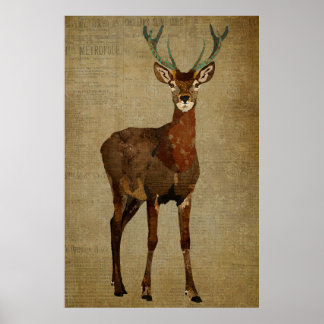 Woodsy Elk Art Poster