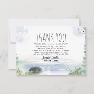 Woodsy Mountains Lake Adventure Small Thank You Card