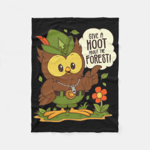 Woodsy Owl Give A Hoot About The Forest Arbor Day Fleece Blanket