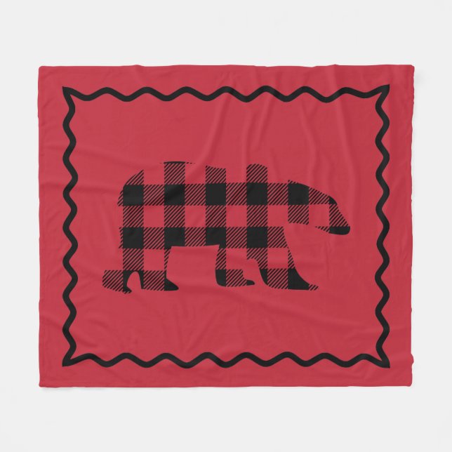 Woodsy Red and Black Plaid Fleece Blanket (Front (Horizontal))