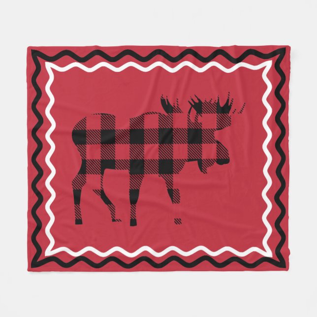 Woodsy Red and Black Plaid Fleece Blanket (Front (Horizontal))