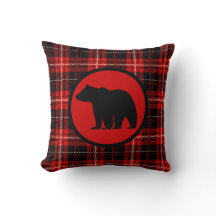 Woodsy Red Plaid Bear Print