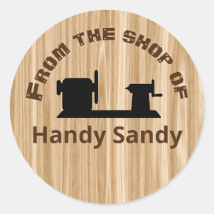 Woodturner Gift From the Shop Of Personalized Wood Classic Round Sticker