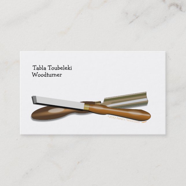 Woodturning Tools Crossed Roughing Gouge and Skew Business Card (Front)