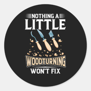 Woodturning Wood Lathe Tools Sandpaper Chisel Wood Classic Round Sticker