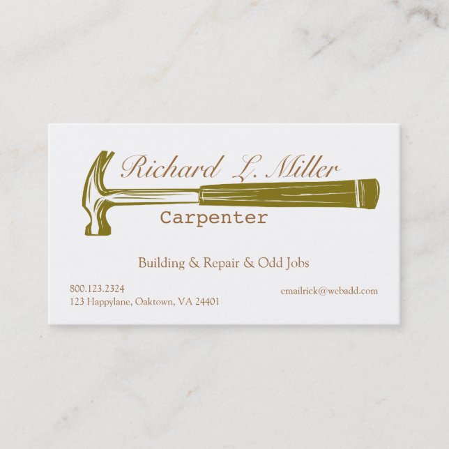 Woodwork Handyman Carpenter Construction Business Card (Front)