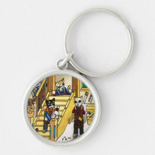 Woodwork Joinery Cats Keychain