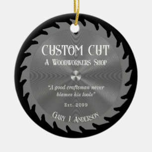 Woodworker Carpenter Saw Blade Ceramic Ornament
