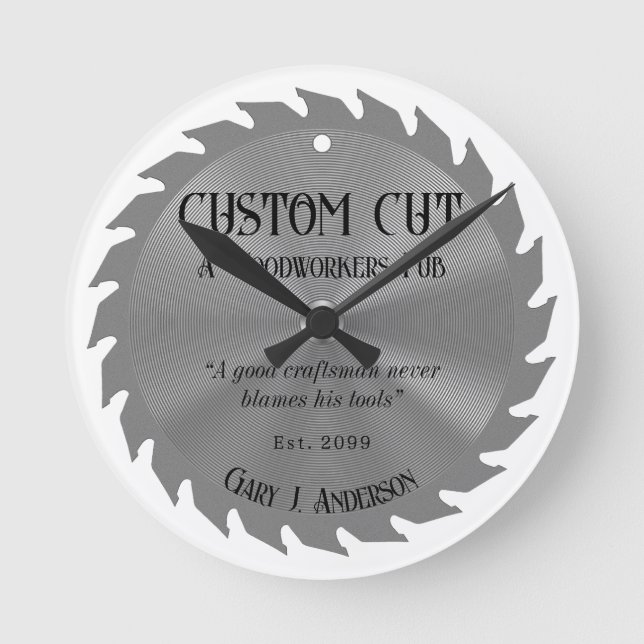 Woodworker Carpenter Saw Blade PubWall Clock (Front)