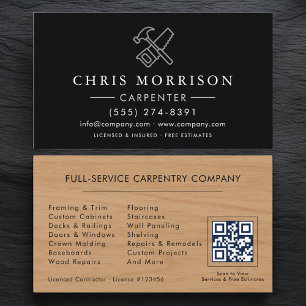 Woodworking Carpenter Carpentry QR Code Business Card