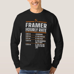 Woodworking Carpentry Carpenter Framer Hourly Rate T-Shirt