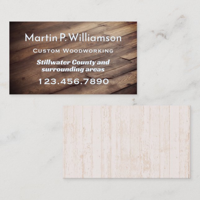 Woodworking Carpentry Wood Grain Business Card (Front/Back)