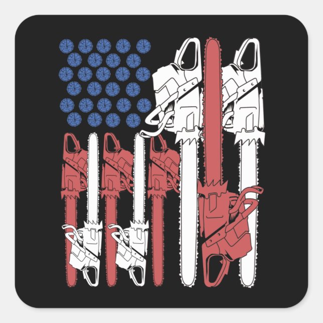 Woodworking Men Lumberjack Gifts Arborist Chainsaw Square Sticker (Front)