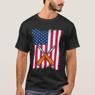 Woodworking Vintage Us Flag Woodturning Woodturner T-Shirt