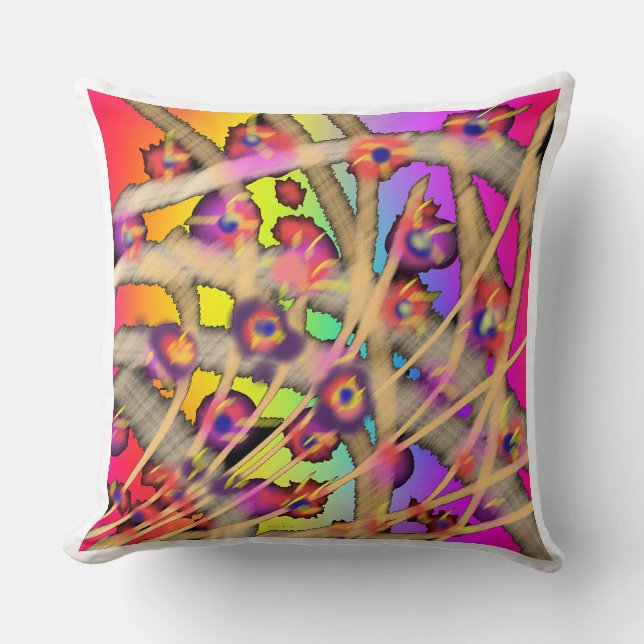 Woody Blossoms  Throw Pillow (Front)