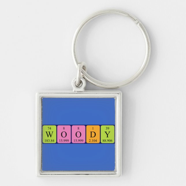 Woody periodic table name keyring (Front)