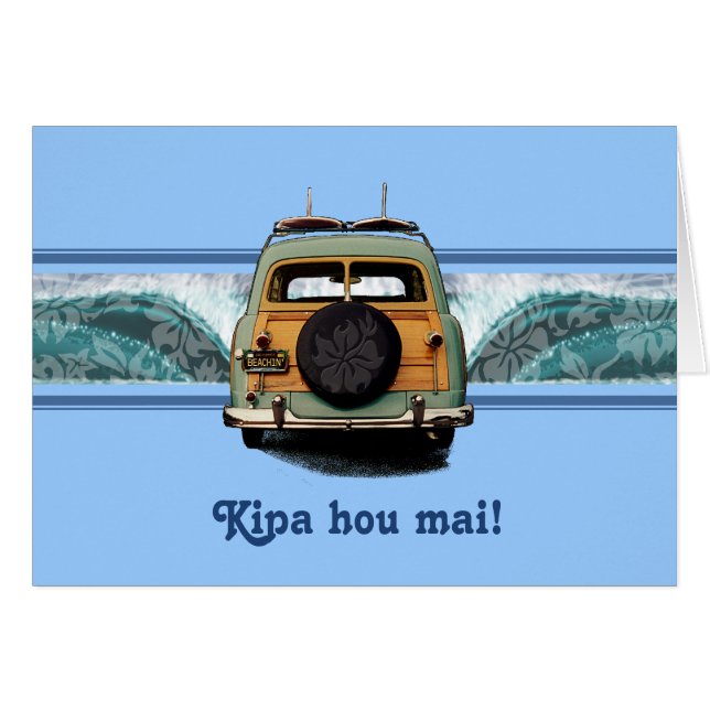 Woody Wave Hawaiian Surf Illustration (Front Horizontal)