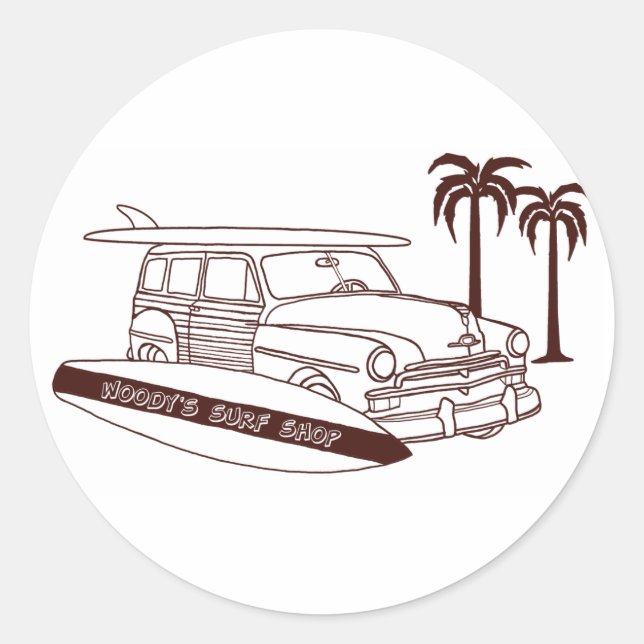 Woody's Surf Shop Classic Round Sticker (Front)