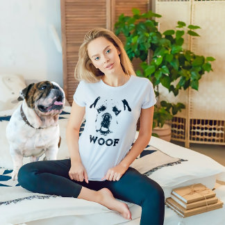 Woof Bulldog Portrait Distressed T-Shirt