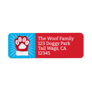WOOF Christmas Chien Red Paw Mitten Adresse de ret