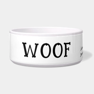 Woof Cute Text Black & White Personalized Pet