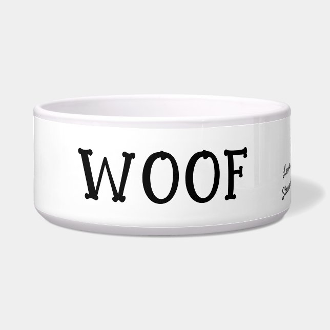 Woof Cute Text Black & White Personalized Pet (Front)