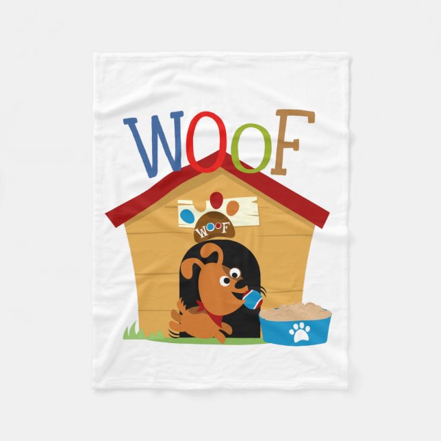 Woof Dog Fleece Blanket (Front)