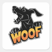 Woof Dog Illustration Square Stickers