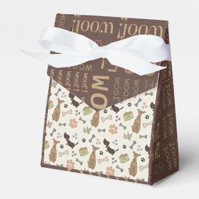 WOOF! Dog Lover - Puppies pattern personalizable Favor Box (Front Side)